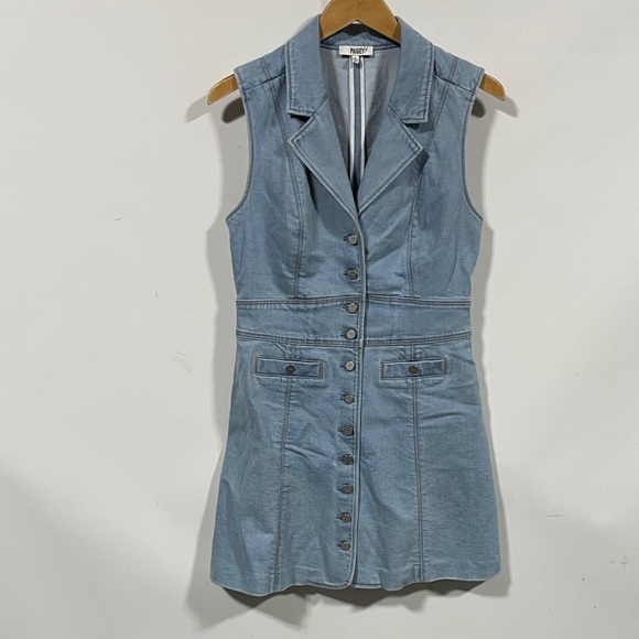 PAIGE Dresses & Skirts - PAIGE Light Blue Denim Button-Front Sleeveless Mini Dress